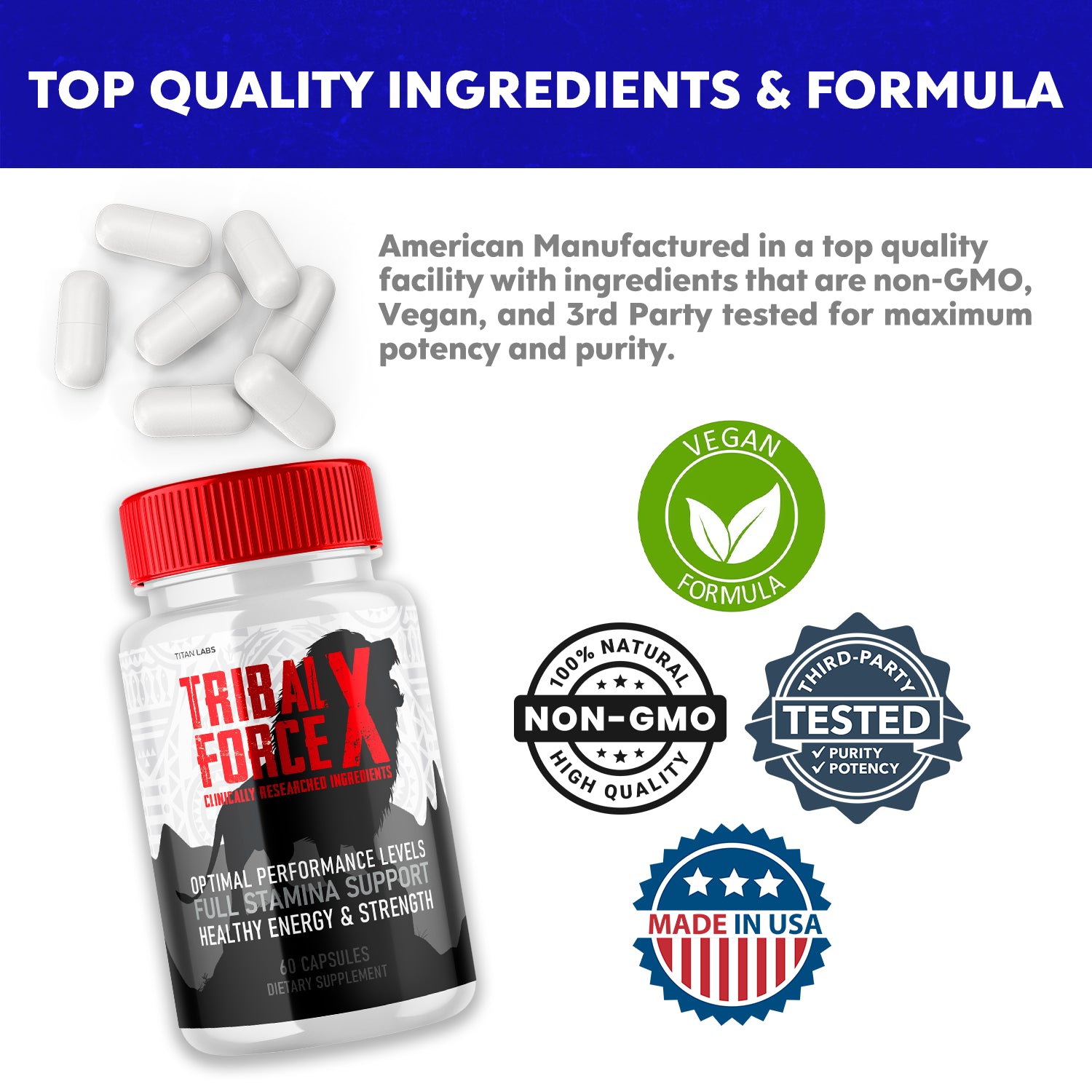 Tribal Force X Supplement - Boost Performance, Energy, & Male Vitality (3 Pack)