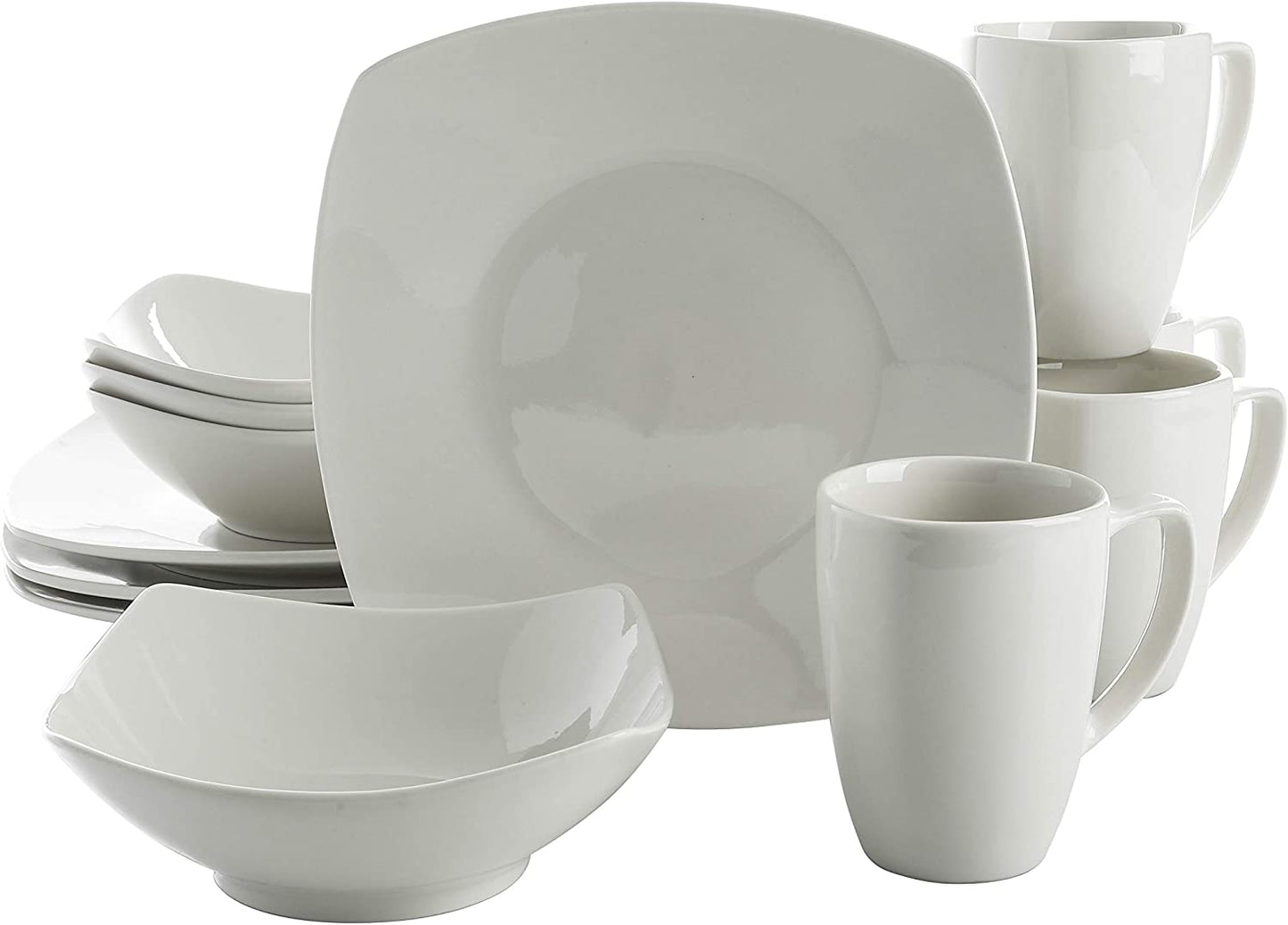 (12Pcs) Gibson Home Amelia Court Porcelain Chip and Scratch Resistant Dinnerware