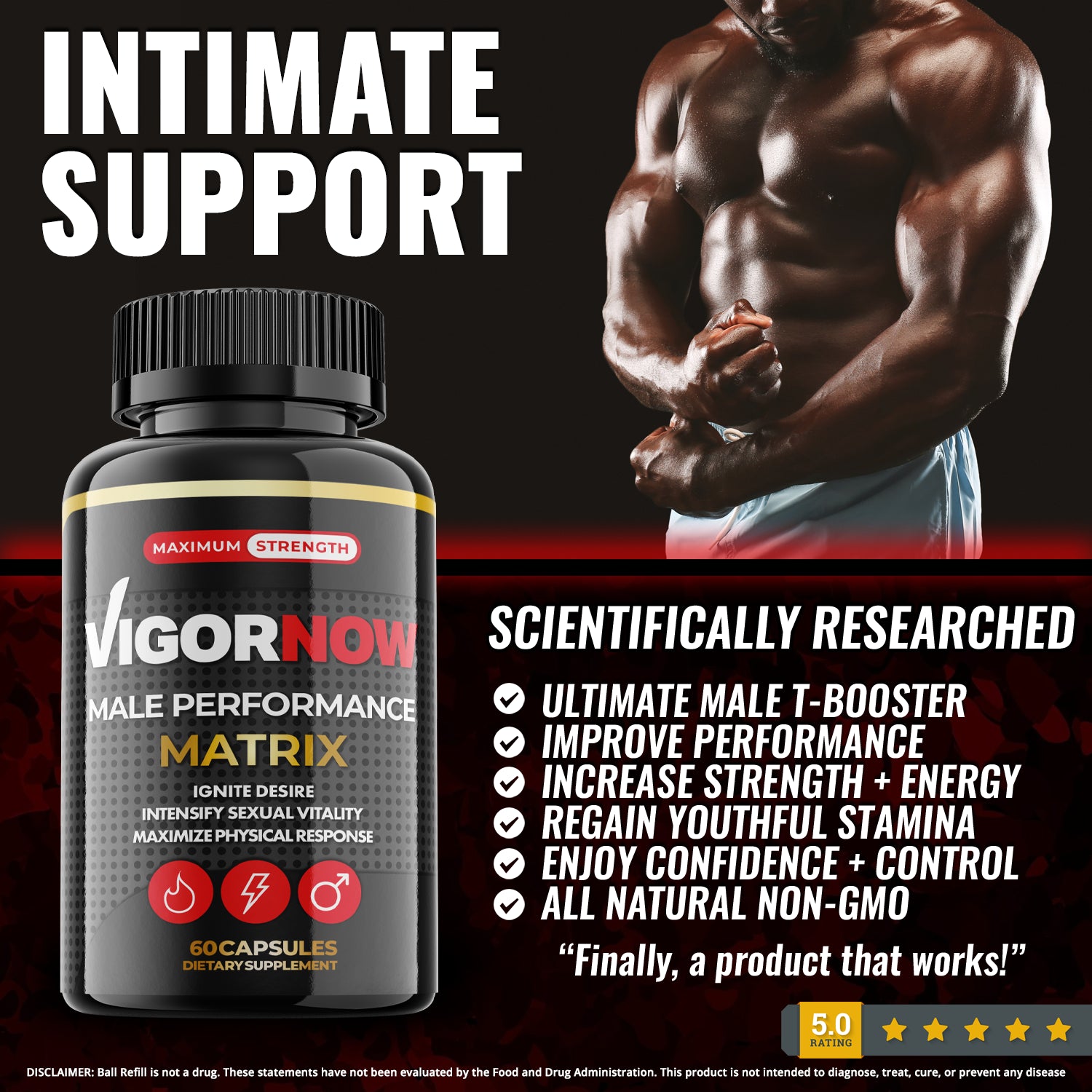 Vigor Now - Male Virility - 1 Bottle - 60 Capsules