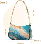 Shoulder Bags for Women Teal Green Turquoise Orange Marble Hobo Tote Handbag Small Clutch Purse with Zipper Closure