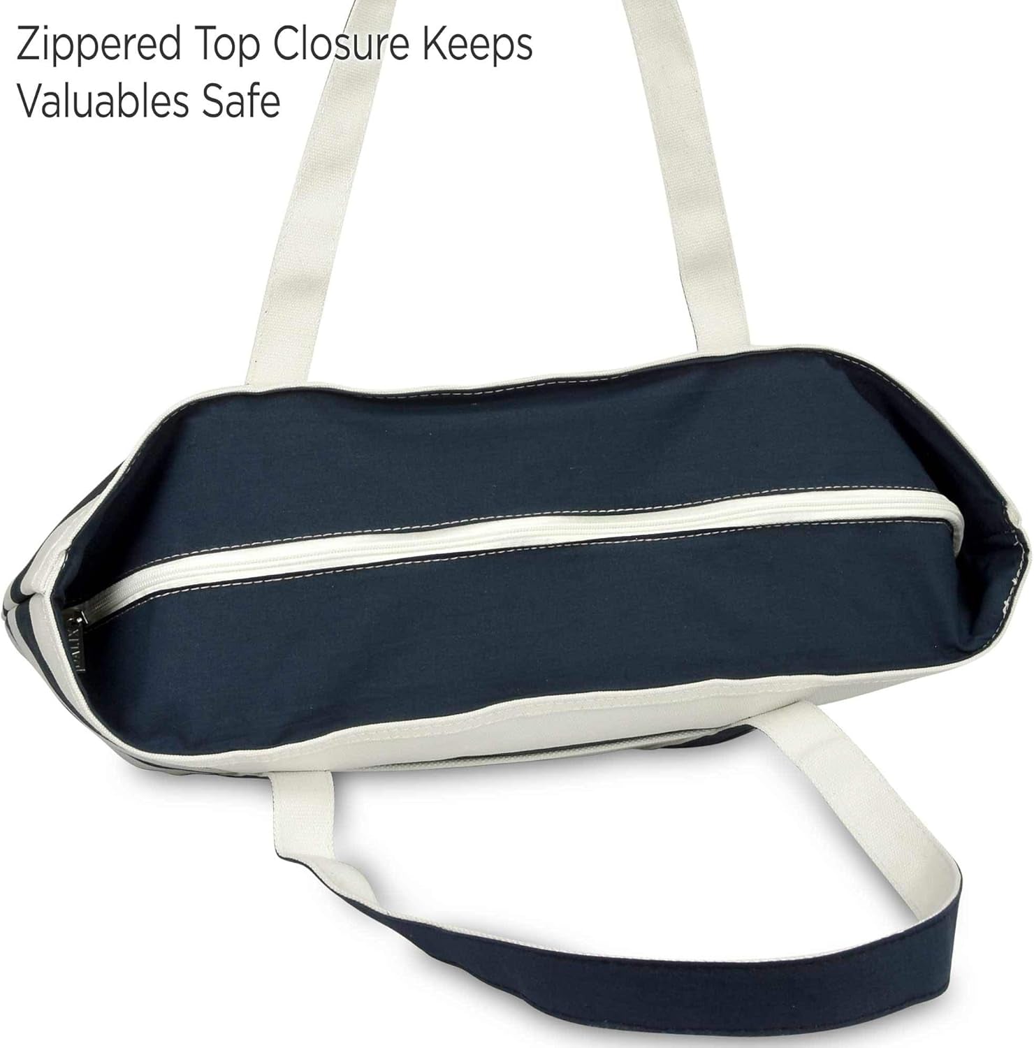 Anchor with Rope Womens Embroidered Striped Tote Bag Premium Cotton