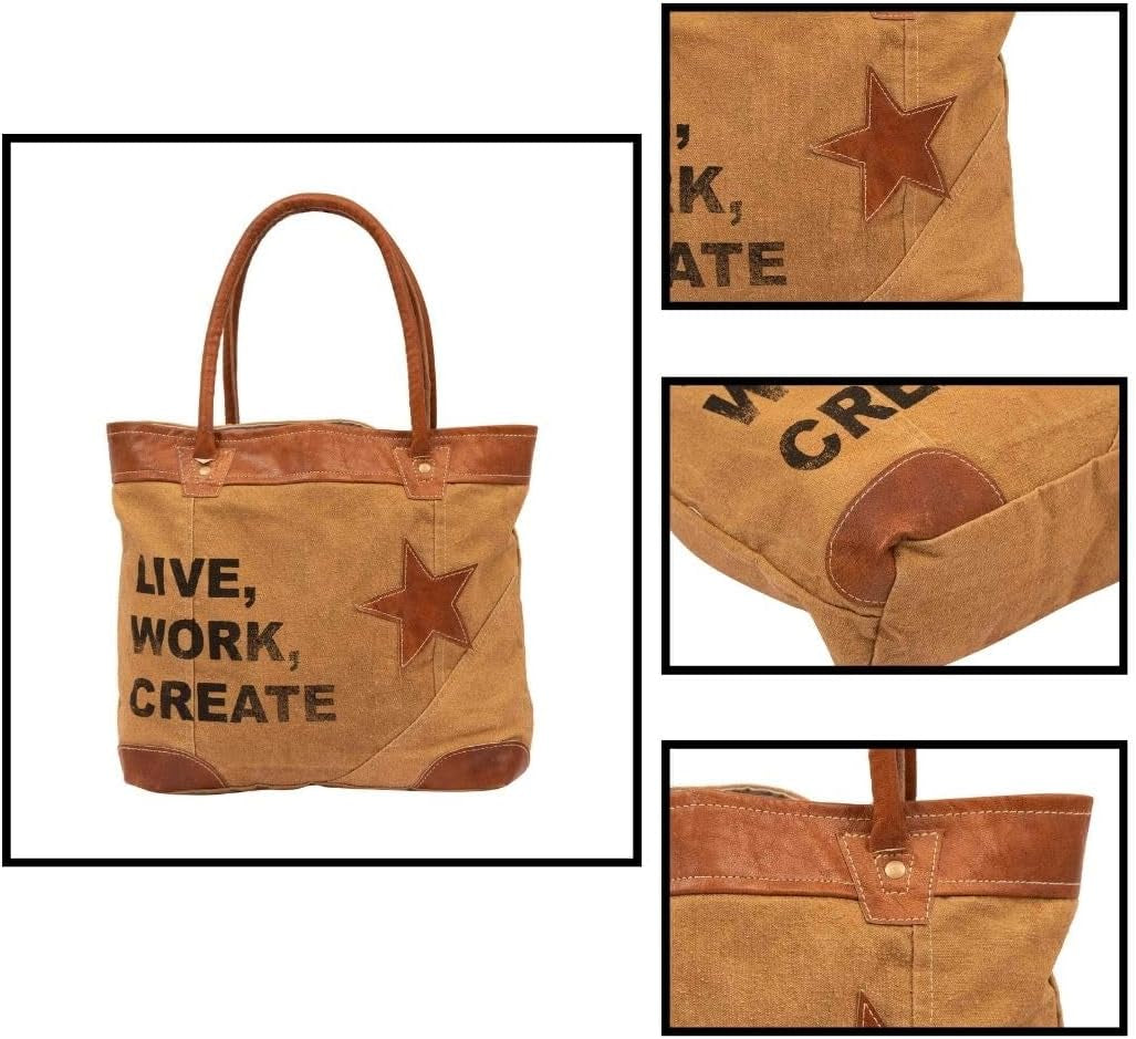 Upcycled Large Canvas Shoulder Bag or Canvas Tote Boho Handbag for Women