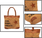 Upcycled Large Canvas Shoulder Bag or Canvas Tote Boho Handbag for Women