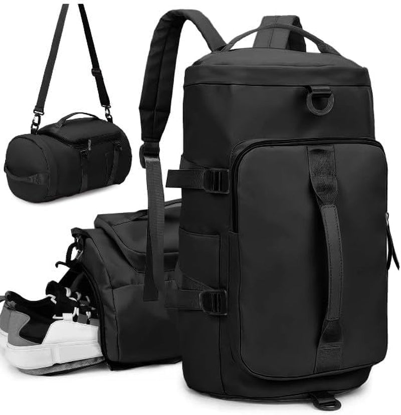 3-In-1 Travel Duffle Bag for Men and Women – Gym Backpack Tote | Waterproof, Foldable, Carry-On Weekender Bag with Shoe Compartment for Sports, Fitness, Daily Use, Travel