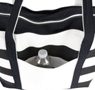 DALIX Striped Beach Bag Tote Bags Canvas Personalized Black Ballent Letter a - Z