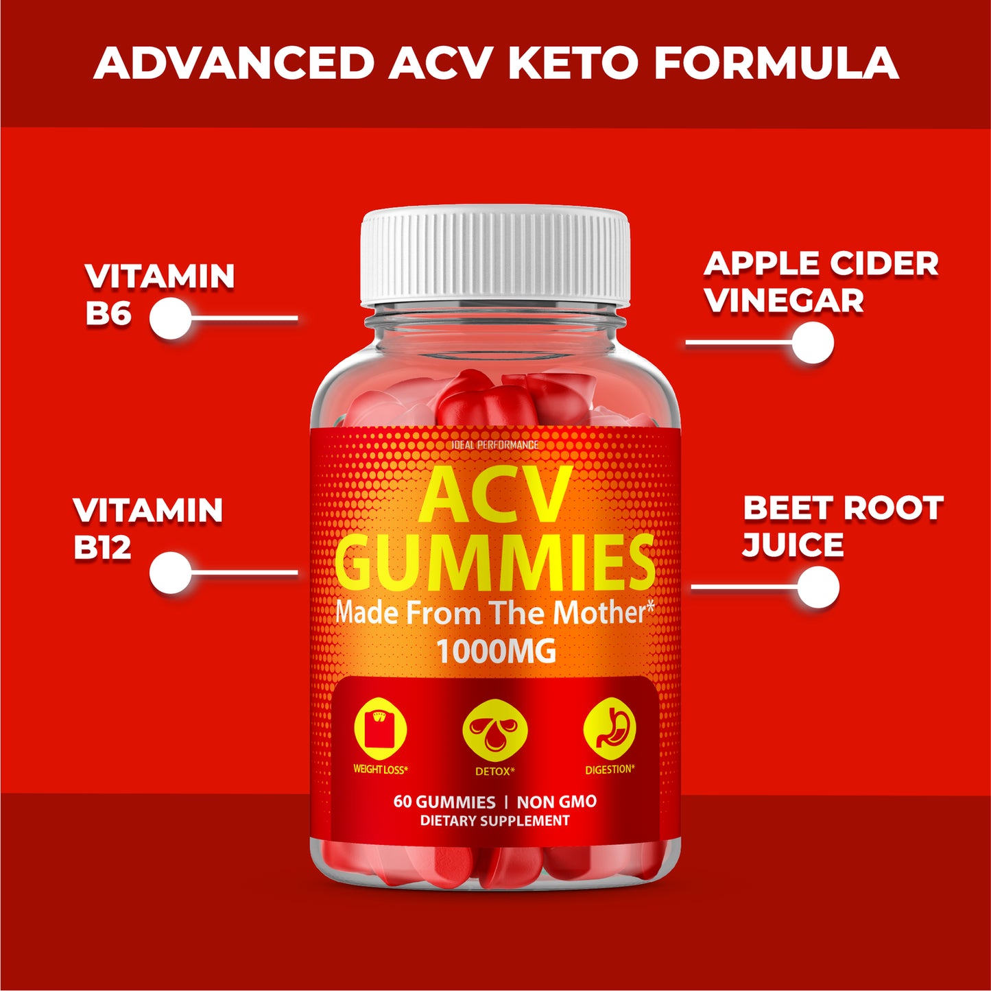 Vegan 1000Mg Apple Cider Vinegar Gummies for Digestion ACV (180 Gummies)