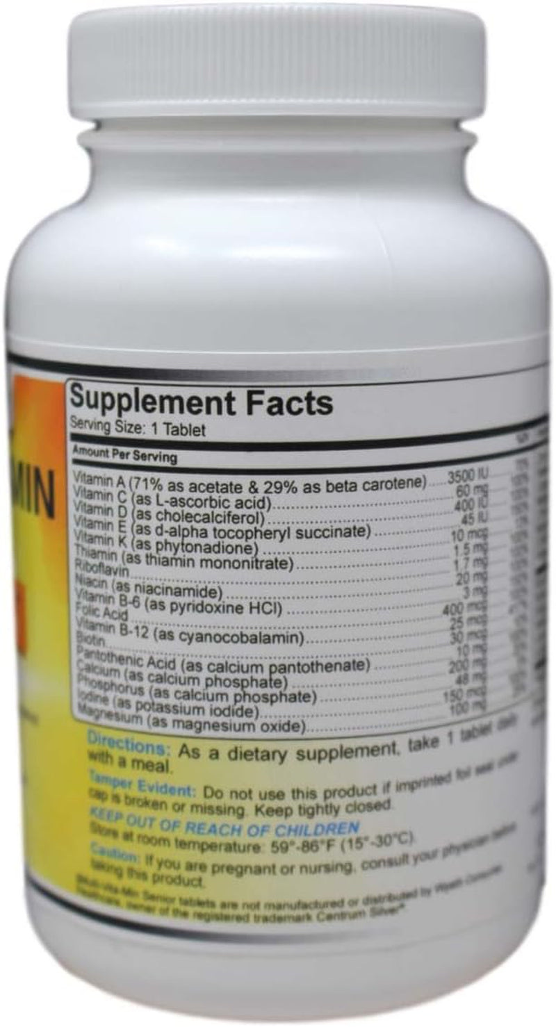 Multi-Vitamin Multi-Mineral Compare to Centrum Silver® Multivitamin Multimineral with Beta Carotene Especially for Adults 50 plus - 160 Tablets #2912