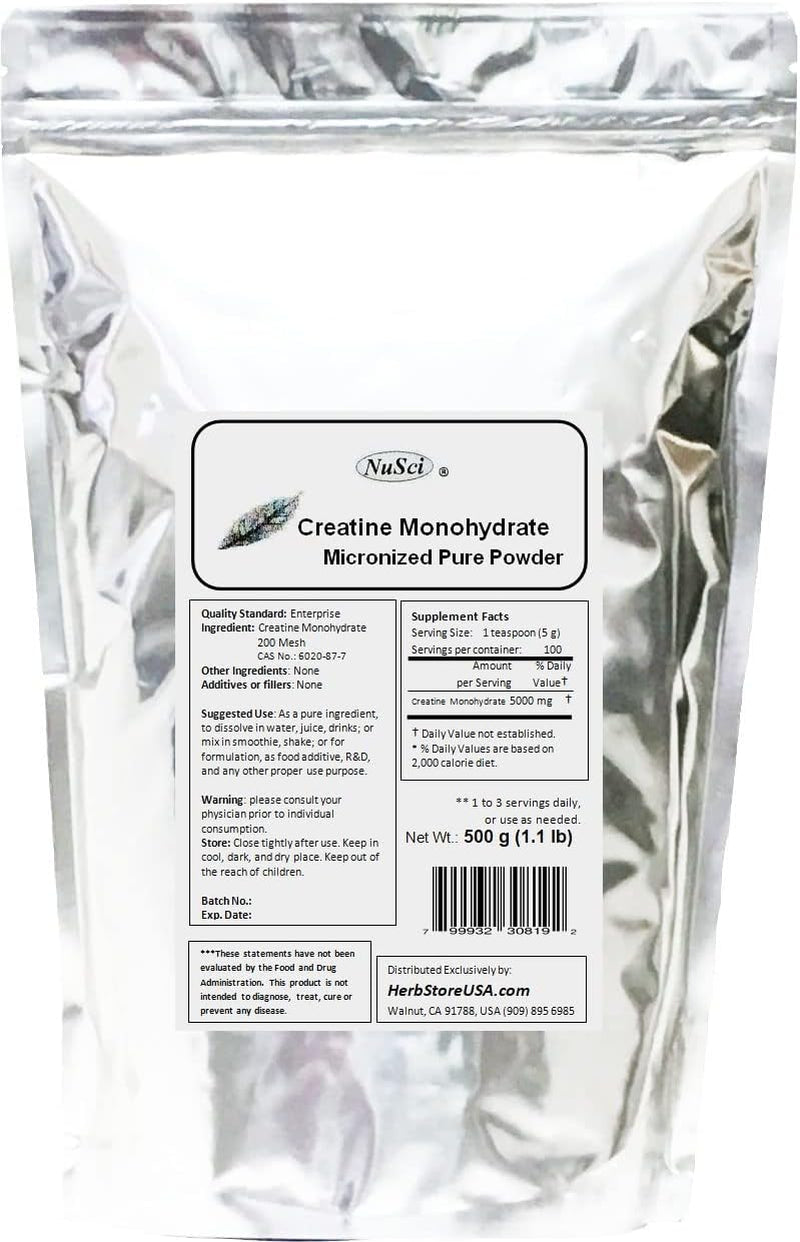 Pure Creatine Monohydrate Micronized Powder (500 Grams (1.1 Lb))