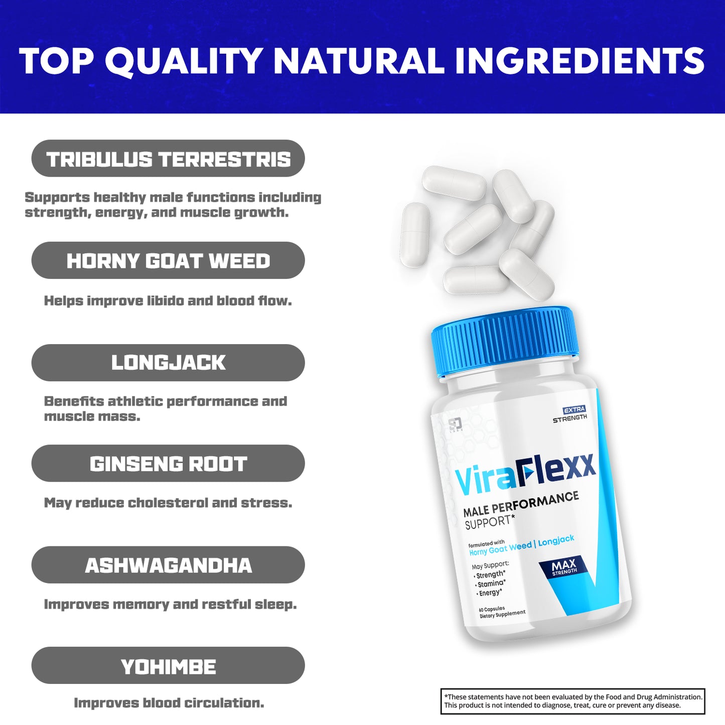 Viraflexx for Men Boosting Pills - Enhances Male Performance (60 Capsules)