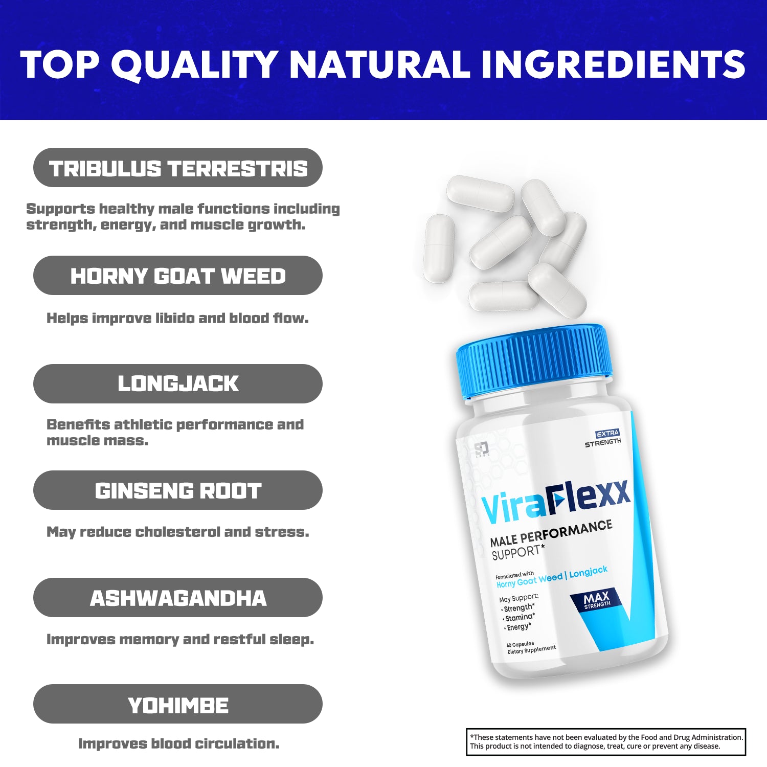 Viraflexx for Men Boosting Pills - Enhances Male Performance (60 Capsules)