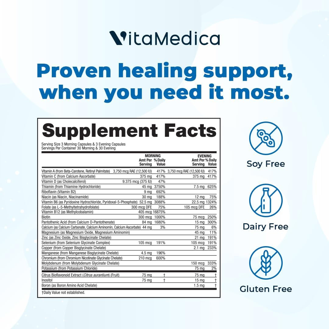 Vitamedica | Clinical Support Formula | Promotes Collagen & Wound Healing | Vitamin C, D, & a to Support Healthy Immune Function | Zinc + Selenium | Vitamin B | Multivitamin for Women & Men