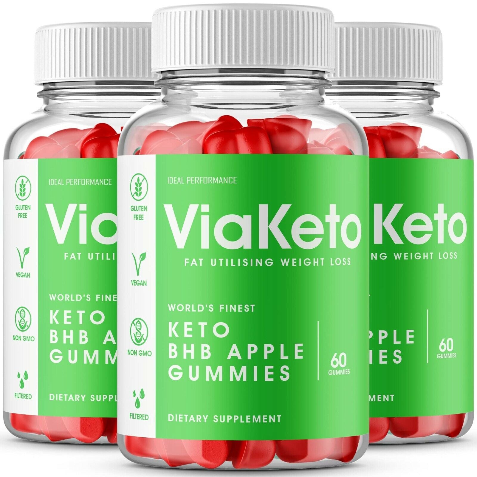 Via Keto Gummies Viaketo Apple Gummies (3 Pack - 180 Gummies)