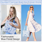 Large Floral Quilted Tote Bag for Women Cotton Quilted Shoulder Purse with Zipper Pocket for Work Travel Lunch, 12 X 15 Inches