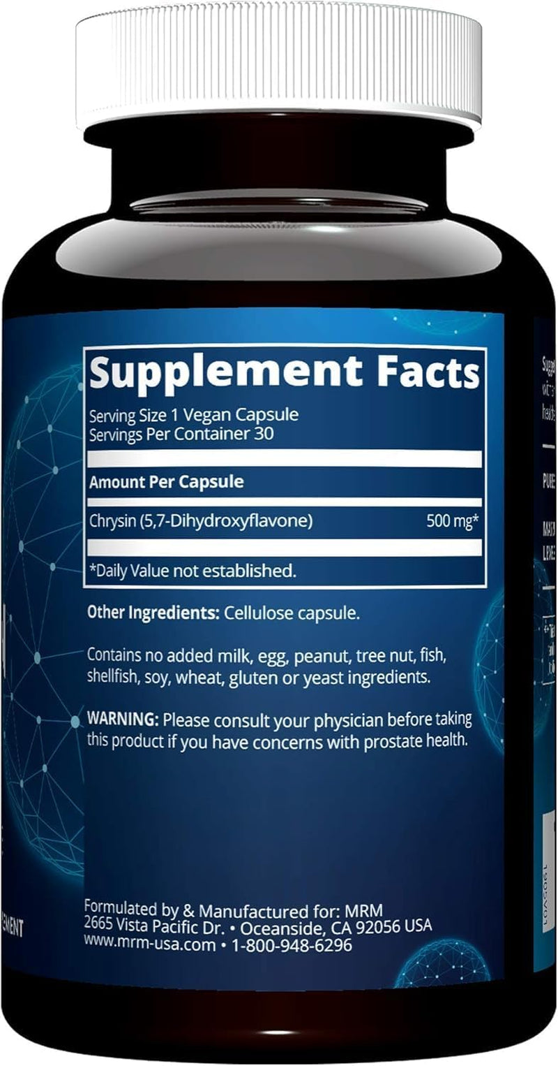 MRM Nutrition Chrysin 500Mg | Hormone Balance | Promotes Healthy Testosterone Levels | Pure 5,7-Dihydroxyflavone | Gluten-Free + Vegan | 30 Servings