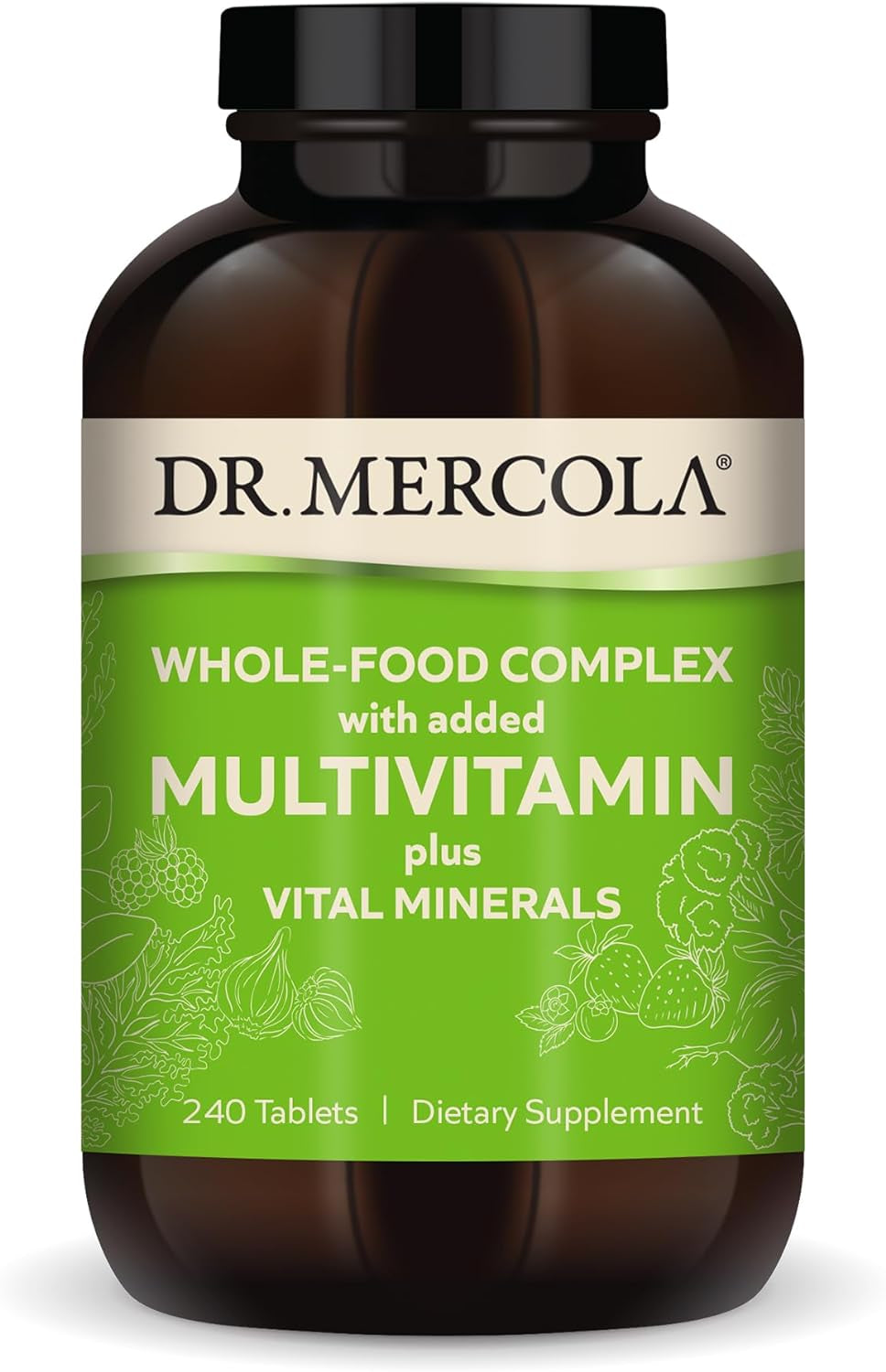 Dr. Mercola Whole-Food Complex with Added Multivitamin plus Vital Minerals, 30 Servings (240 Tablets), Dietary Supplement, Supports Overall Health