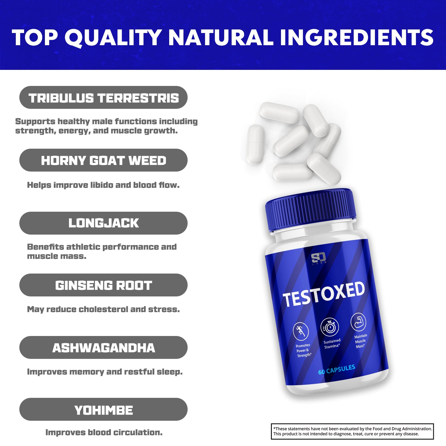 Testoxed Male Vitality Pills - Enhanced Endurance and Muscle Support (5 Pack)