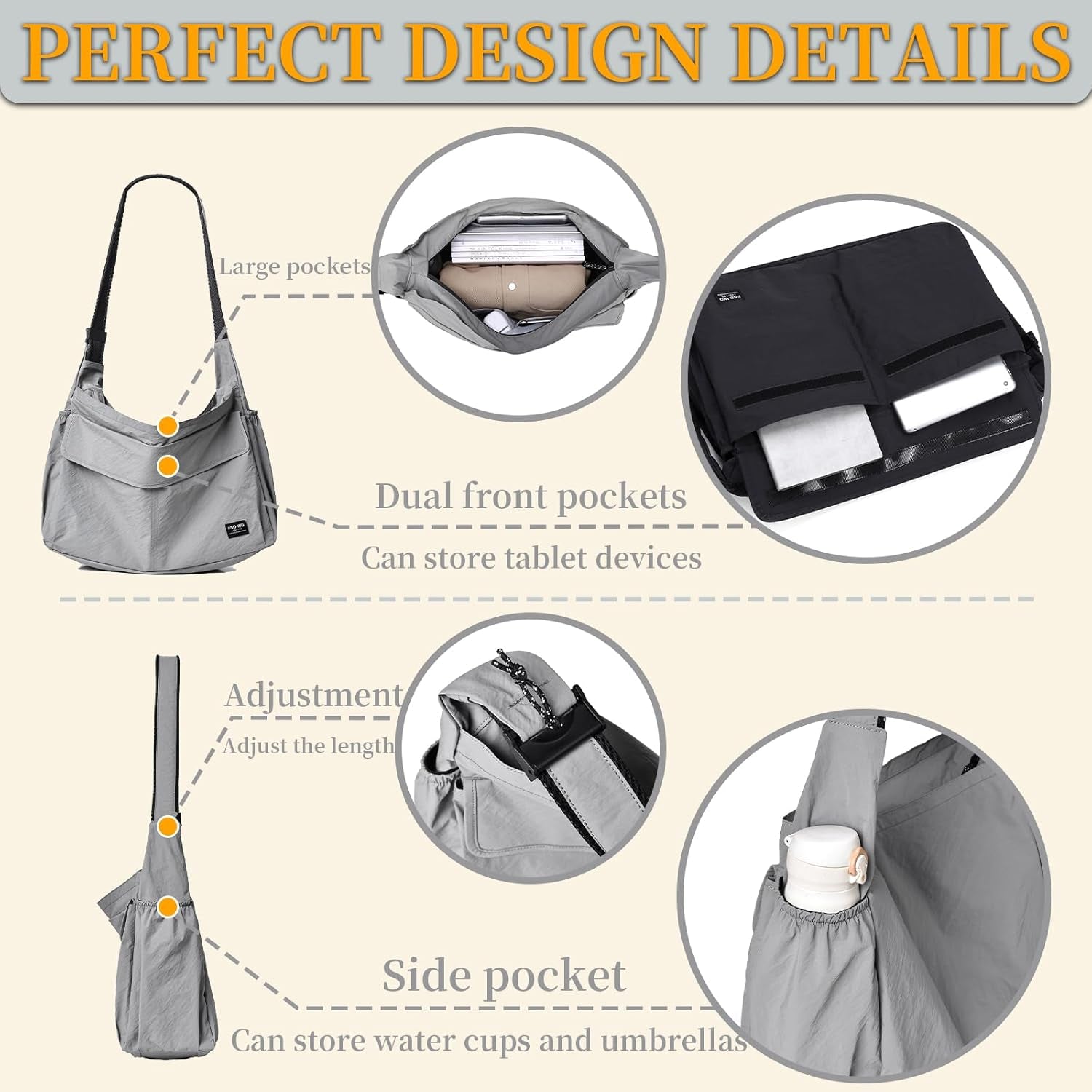 FSD.WG Men Messenger Bag Laptop Bag Shoulder Bag Large Capacity Computer Casual Bag for Work College Travel