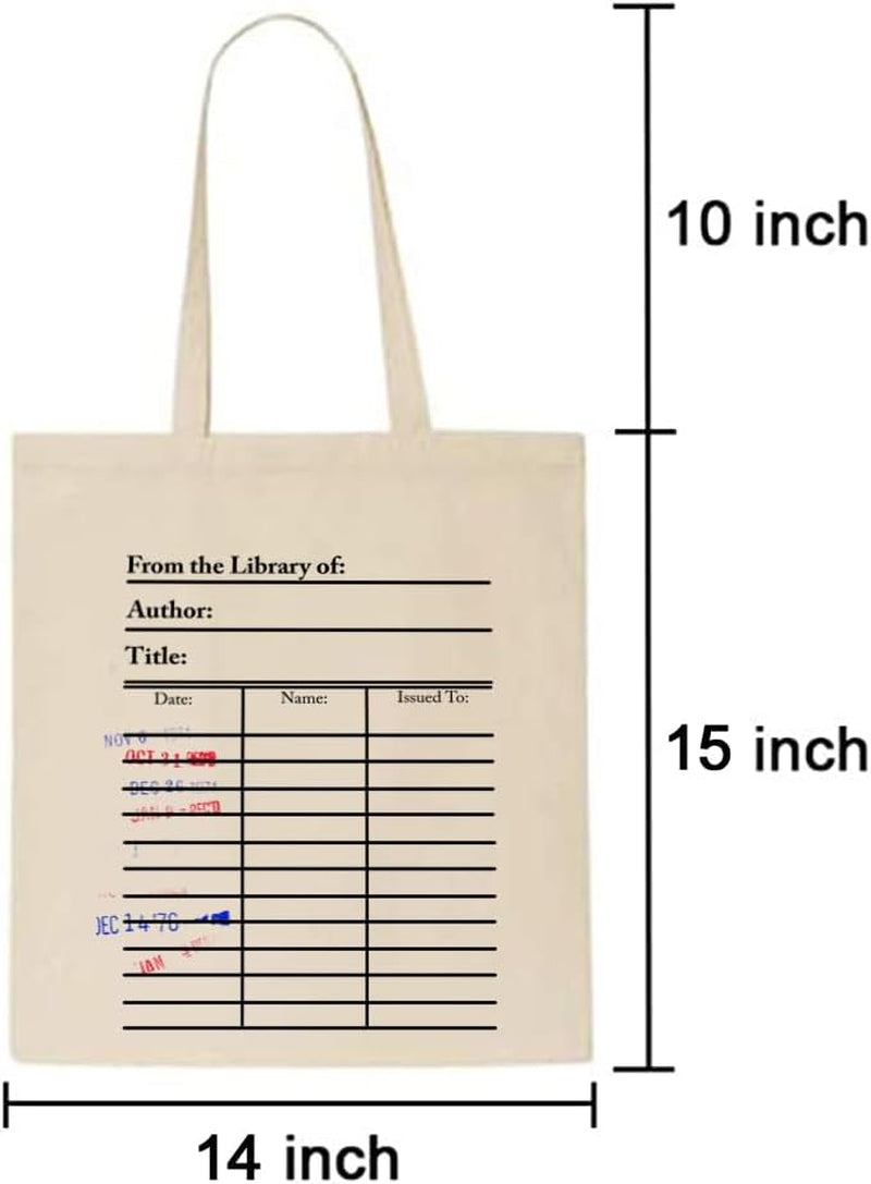Universal Zone Library Card Tote Bag with Vintage Due Date Stamps, Book Lover Canvas Bag, Literary Handbag, Reusable Book Tote