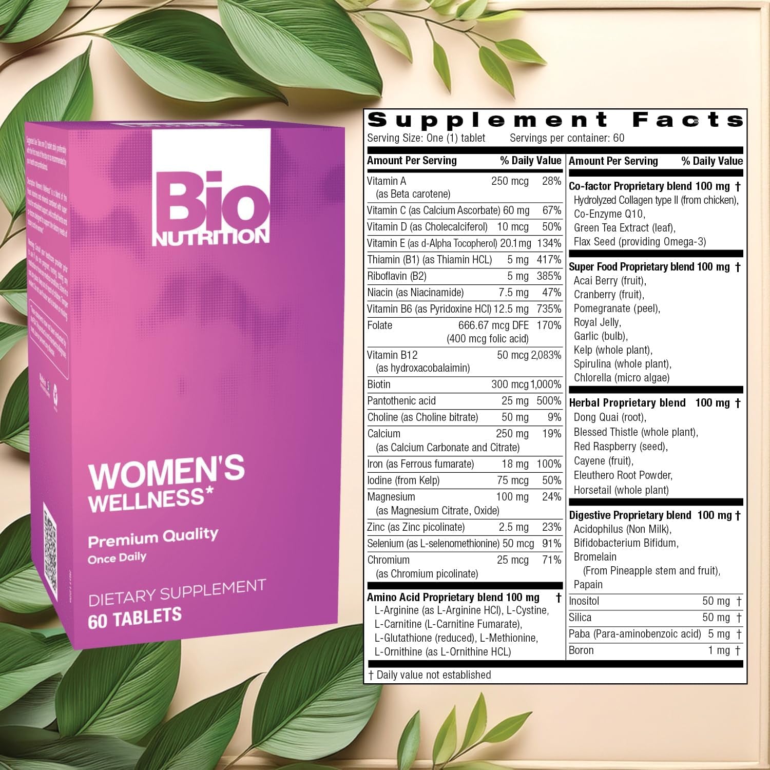 Bio Nutrition Women Wellness Tabs, 60 Count