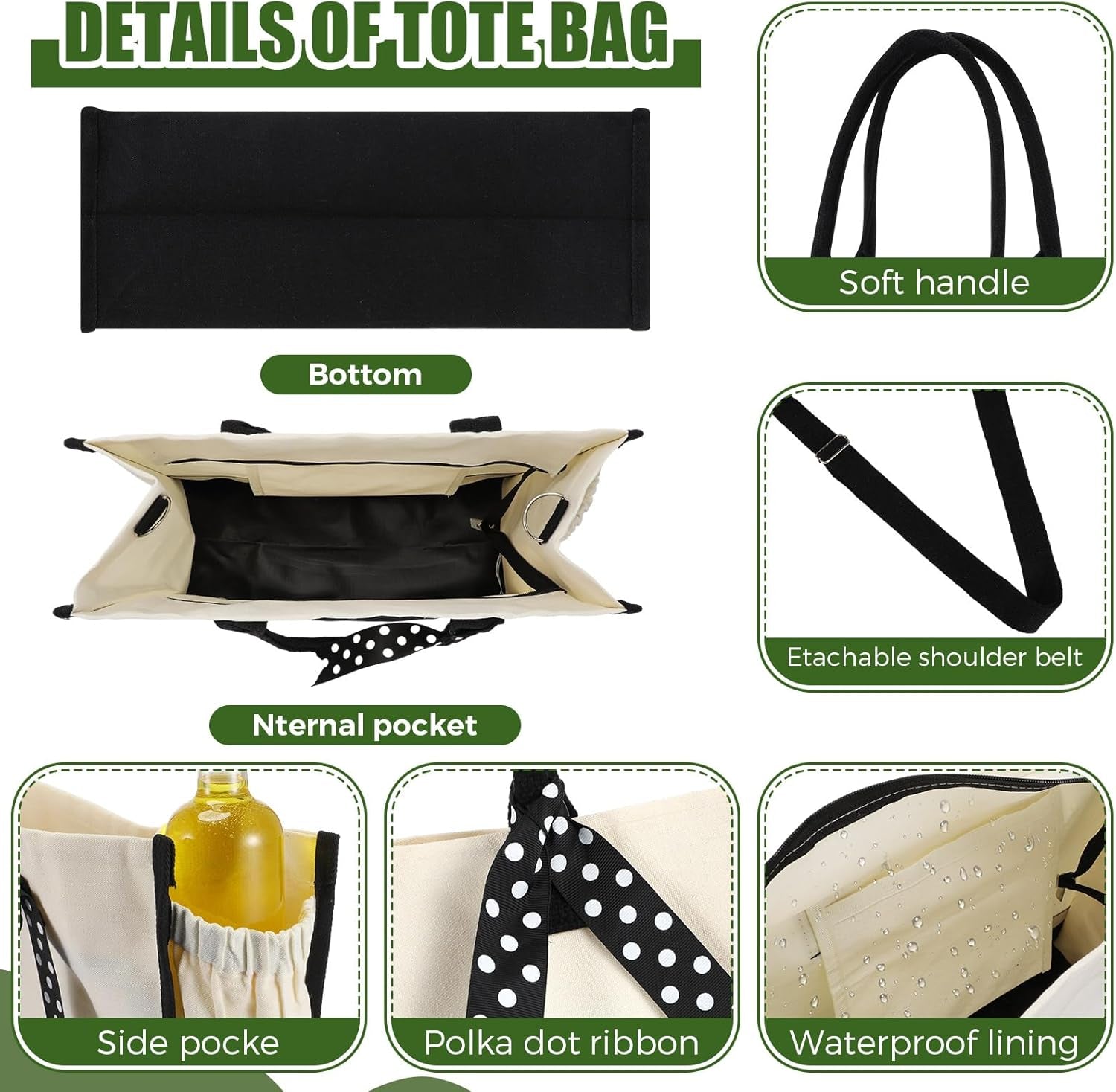 Paterr 12 Pcs Bridesmaid Canvas Tote Bags Bulk for Women Black and White Canvas Bag with Shoulder Strap and Zipper for Wedding Mother Teacher Bride Friend