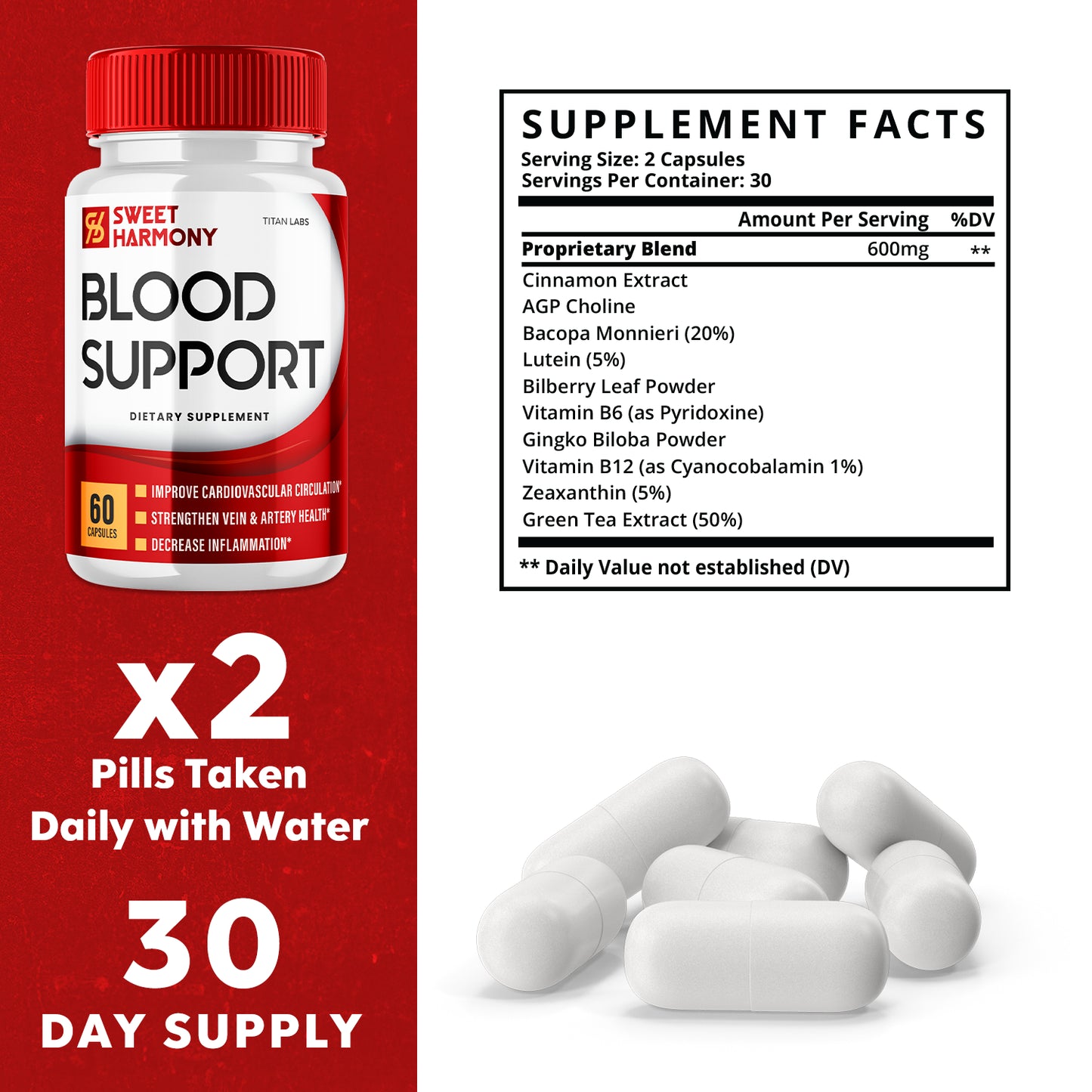 Sweet Harmony Blood Support - Supplement for Balanced Blood Sugar (5 Pack)