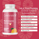 Celebrate Vitamins Bariatric Multivitamin Chewable, Iron Free - Post Gastric Bypass & Sleeve Gastrectomy Supplement for Men & Women - Essential Minerals & Vitamin A, B, D & E - Orange (60 Tablets)