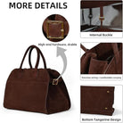 Women'S Suede Purse Vintage Top Handle Bag,Large Capacity Suede Tote Bags,Adjustable Strap Daily Sling Bag