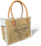 Upcycled Canvas Purses and Handbags, Upcycled Canvas Bags for Women, Handcrafted Sel De Mer Tote Bag, 13 Inches