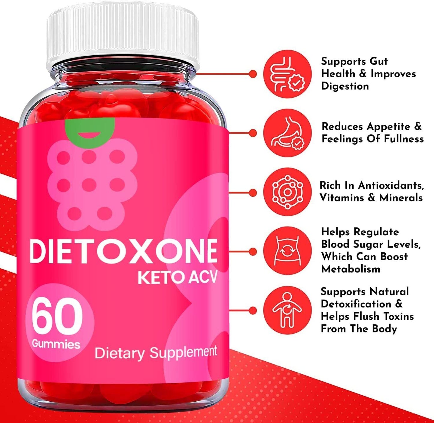 (1 Pack) Dietoxone Keto Gummies - Dietoxone Keto ACV Gummies Weight Loss - 60