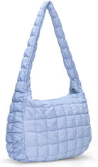 YFGBCX Quilted Tote Bag for Women - Lightweight Puffer Shoulder Bag, Padded Hobo Crossbody with Zip Closure - A07-Light Blue
