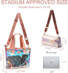 Iridescent Soap Bubble Clear Tote Bag – Stadium Approved with Bag-In-Bag Shoulder Design for Concerts, Beaches, Events