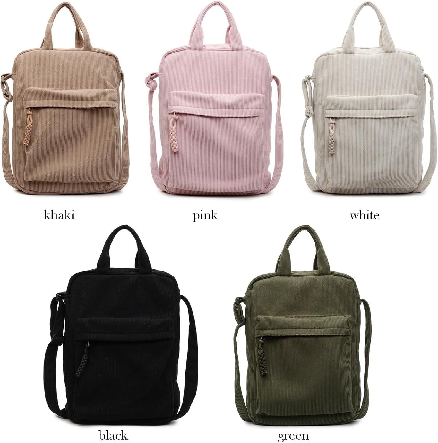 15.6 Inch Preppy Corduroy Laptop Bag for Women Girl Messenger Shoulder Bag for Computer or Tablet Work Tote Bags