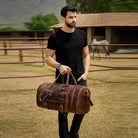 24 Inch Genuine Leather Duffle Bag for Men Travel Overnight Weekender Leather Duffel Bags Sports Gym Duffel for Men and Women Carry on Luggage for Traveling