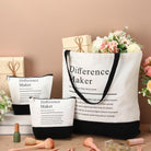 Paterr 24 Pcs Difference Maker Gifts Bulk for Women 12 Pcs Difference Maker Tote Bag 12 Cosmetic Makeup Bags for Her Leader Mentor Manager Appreciation Gifts for Boss Women