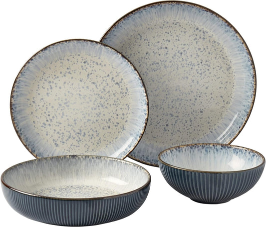 Tabletops Gallery Speckled Farmhouse Collection- Stoneware Dishes Service for 4