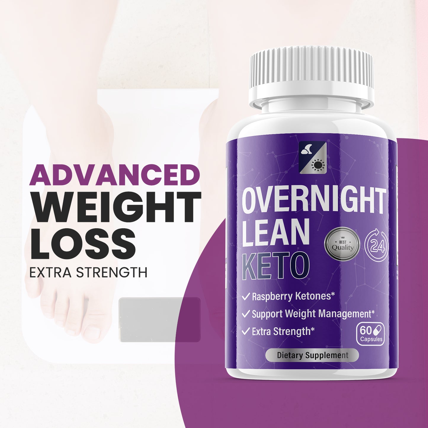 (1 Pack) Overnight Lean Keto Pills - Overnight Lean for Weight Loss - 60 Pills