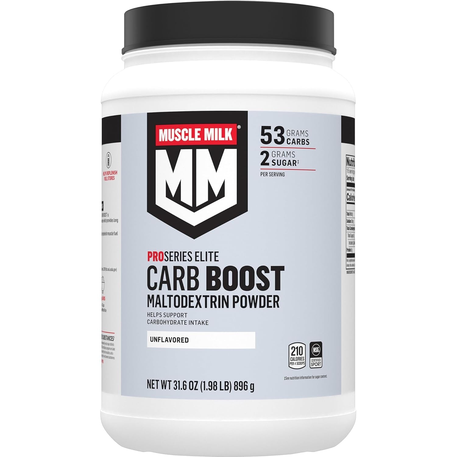 Muscle Milk Carb Boost, Maltodextrin Powder, Complex Carbohydrates, NSF Certified for Sport, Unflavored, 1.98Lb