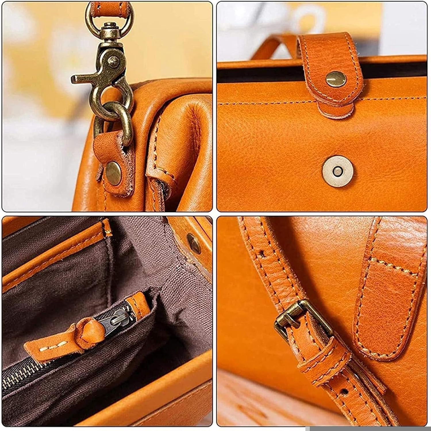 Vintage Doctor Bag Purse for Women – Handmade Leather Shoulder Bag, Retro Crossbody, Small Barrel Travel Handbag