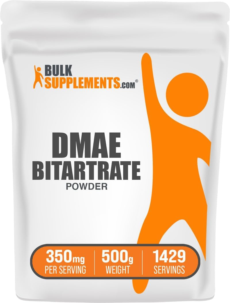 Bulksupplements.Com DMAE Bitartrate Powder - Dimethylaminoethanol Bitartrate, DMAE Supplement - Unflavored & Gluten Free, 350Mg per Serving, 500G (1.1 Lbs) (Pack of 1)