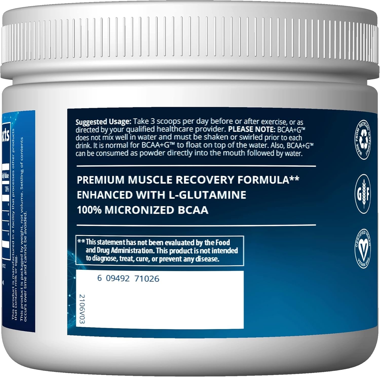 MRM - BCAA + G 180G Ultimate Recovery Formula Â€“ Lemonade 180 G