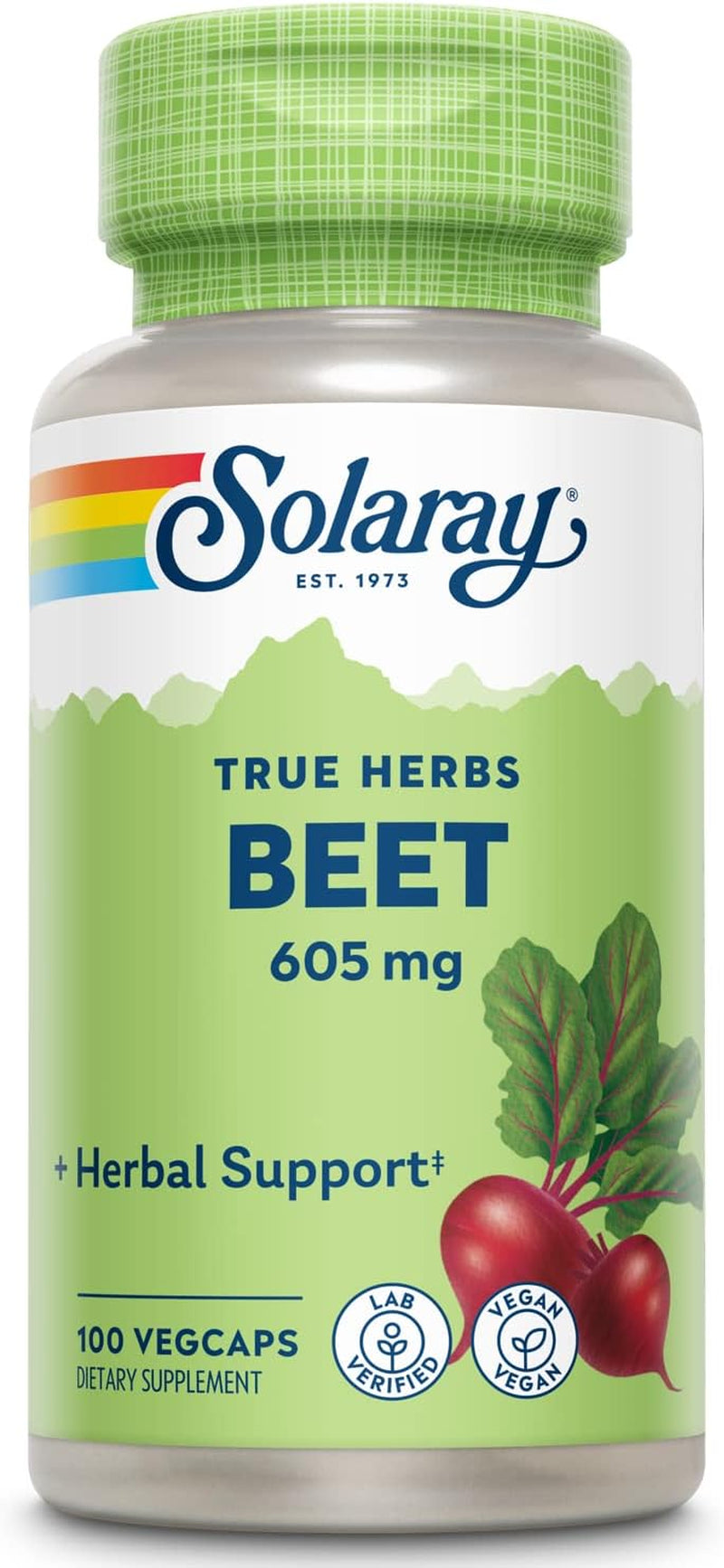 SOLARAY Beet Root 605Mg | May Support Cardiovascular Health & Athletic Performance, Kidney, Liver & Blood Health | Non-Gmo | Vegan | 100 Vegcaps