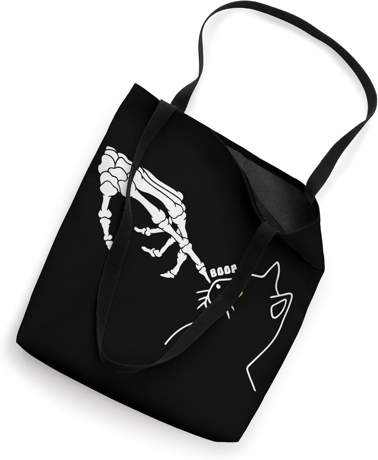 Black Cat Lover Skeleton Hand Boop Funny Halloween Cat Mom Tote Bag