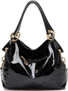 Women Patent Hobos Shiny Top-Handle Bags Chain Handbags Large Shoulder Bags for Ladies Sequin Purse