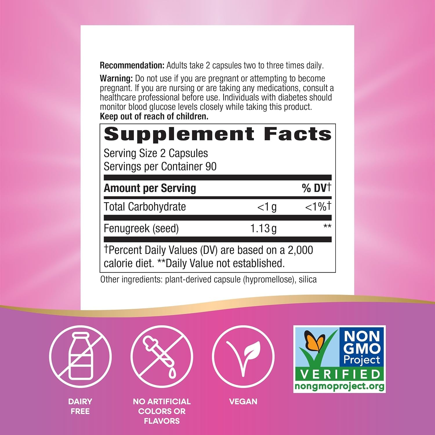 Nature'S Way Fenugreek Seed Supplement, Fenugreek for Traditional Breastfeeding Lactation Support*, Non-Gmo Project Verified, Vegan, 180 Capsules (Packaging May Vary)