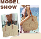 Straw Bag for Women Straw Totes Beach Bags Summer Woven Handmade Shoulder Bag Purse Buckets Totes Handbag