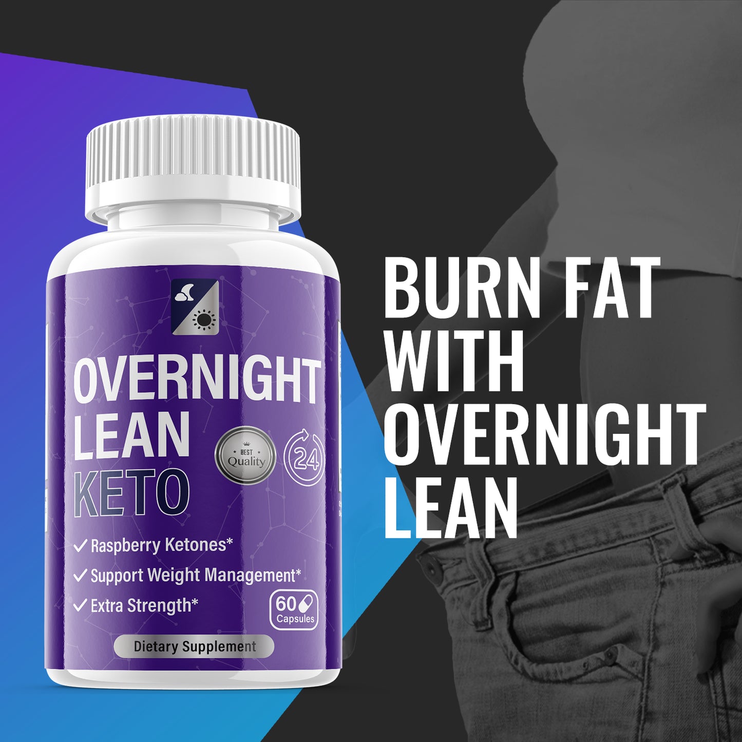 (1 Pack) Overnight Lean Keto Pills - Overnight Lean for Weight Loss - 60 Pills