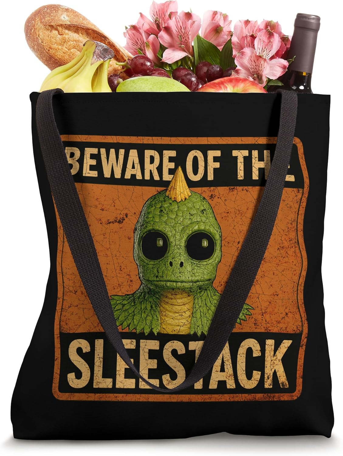 Beware of the Sleestack | Vintage Retro Monster Design Tote Bag
