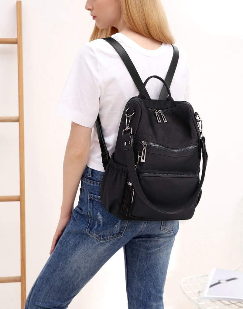 UTO Women Backpack Purse Leather Vegan Ladies Fashion Designer Rucksack Convertible Travel Shoulder Bag with Tassel