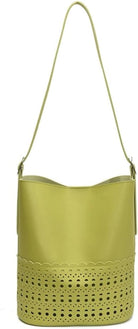 2 Pcs Hollowed Bucket Bags Women Trendy PU Leather Hobo Underarm Shoulder Bag Crossbody Purse Beach Travel Tote Handbag 2025