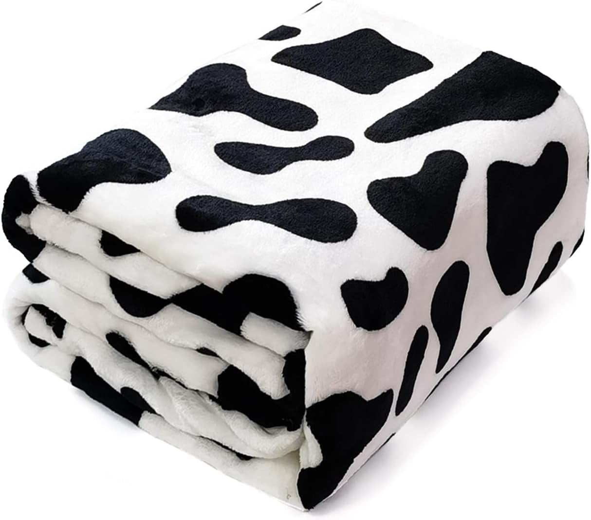 Vessia Cow Pattern Flannel Fleece Blanket(50X70 Inch)-Black and White Soft Throw Blanket for Sofa, Couch - Lightweight and Cozy Cow Print Blanket for All Seasons